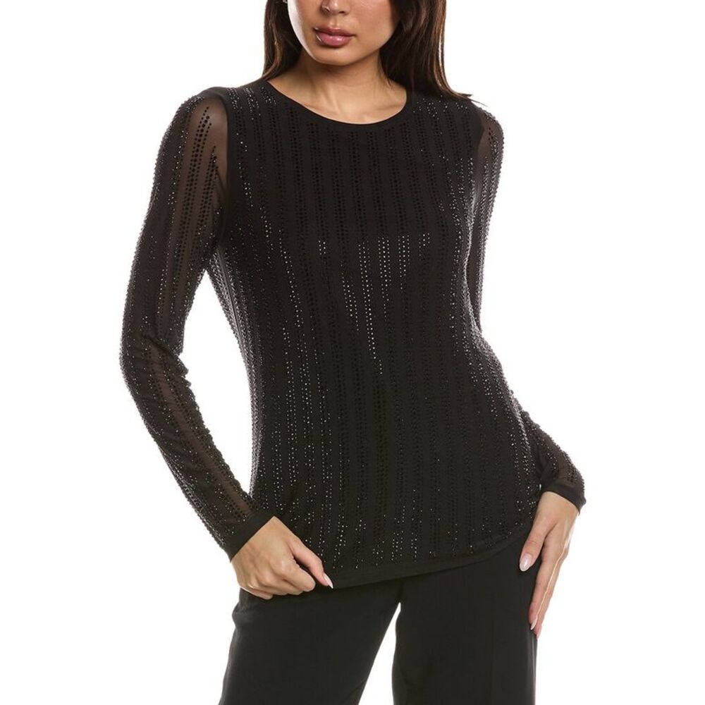 Elie Tahari Womens The Adeline Rhinestone Top, Black